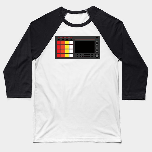 Dope Beat Machine Series #12 (Multicolored pads - No Text) Baseball T-Shirt by Steve Traxx (ProducerBeat.com)